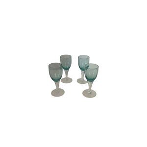 VTG Empoli Italian Teal Blue Twisted Stem Cordial Glasses Set of 4 MCM Barware